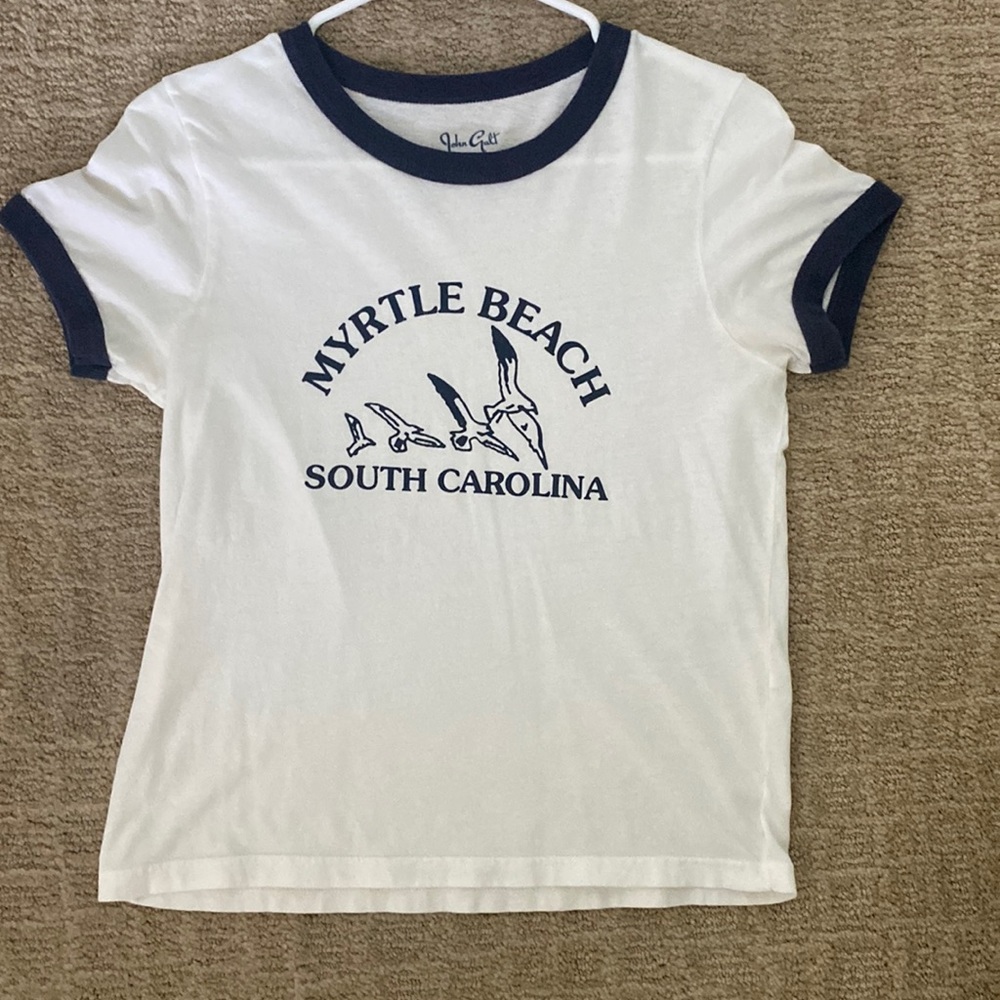 White and blue slim fit shirt from Brandy Melville